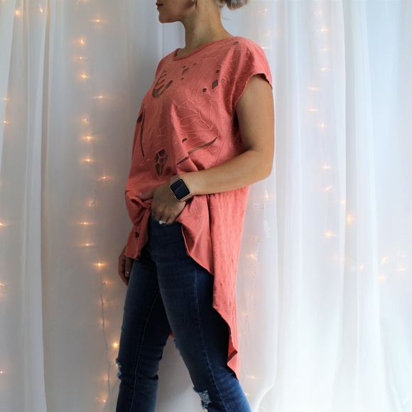 fab'rik Tops - Fab'rik Peach High Low Tunic Top Size M